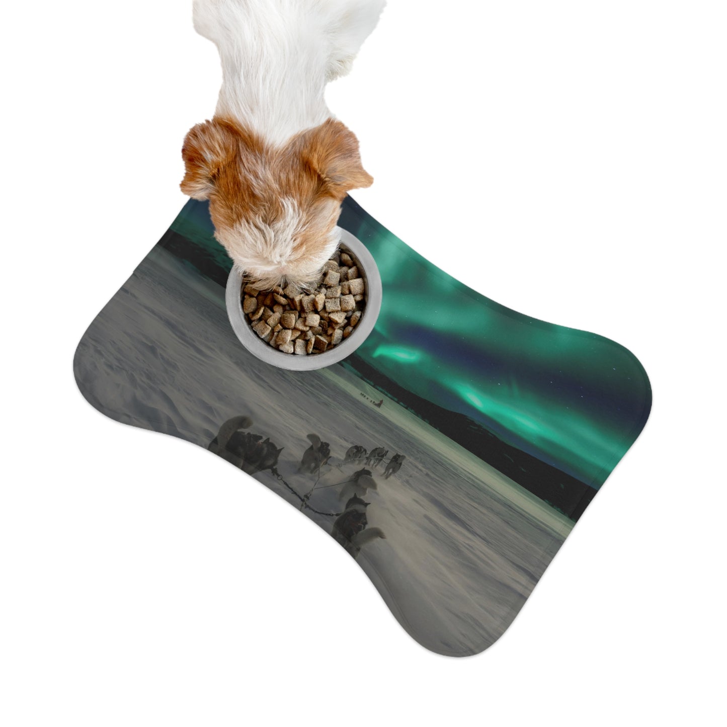 Northern Lights Bone Shaped Pet Feeding Mat