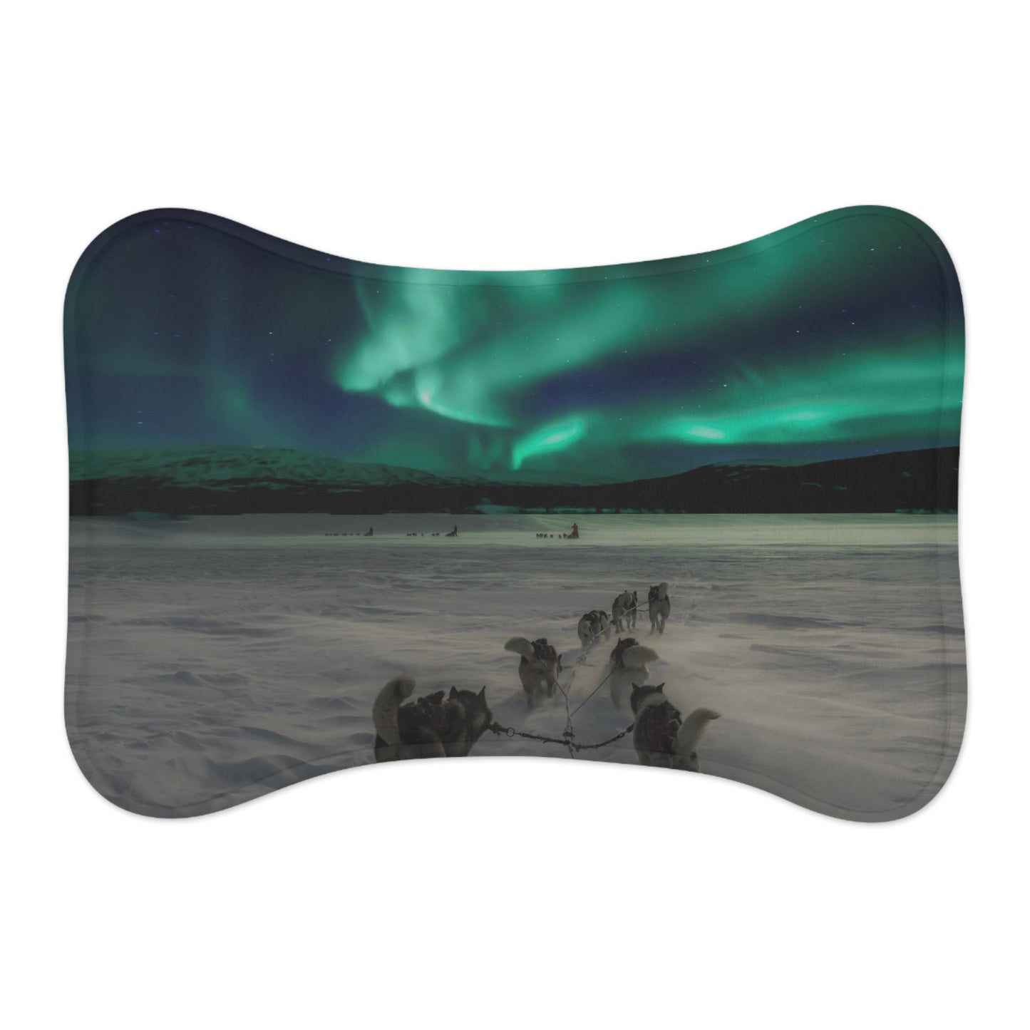 Northern Lights Bone Shaped Pet Feeding Mat