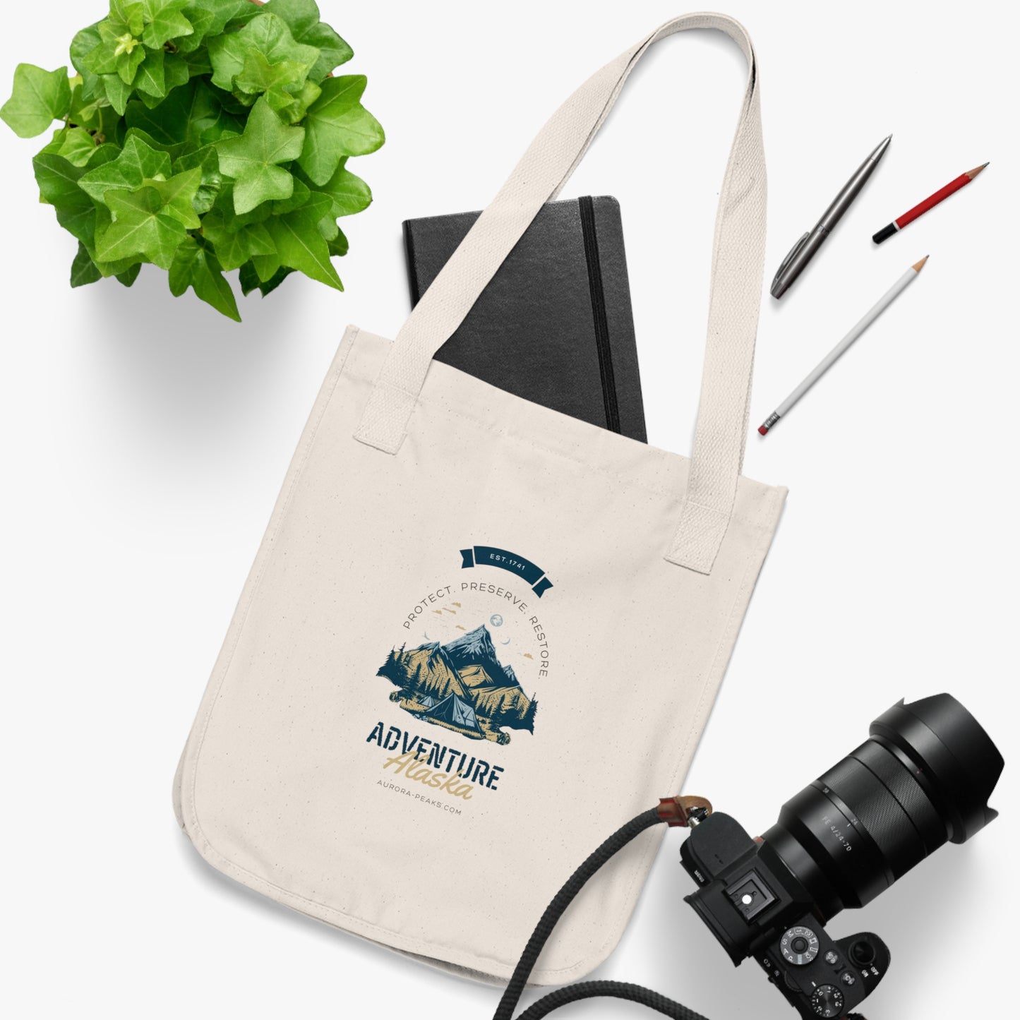 Adventure Alaska Organic Canvas Tote Bag